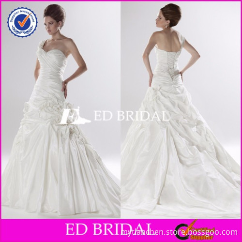 MH202 One Shoulder Pleated Taffeta Garden Vintage Wedding Dress Patterns